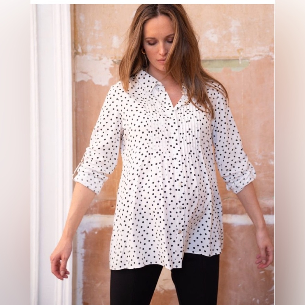 Seraphine Cream Long Sleeve Notched Collar Shirt